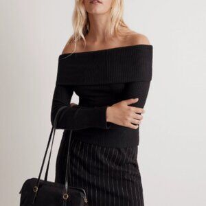 NWOT Madewell Off-Shoulder Long Sleeve Top in Black Medium